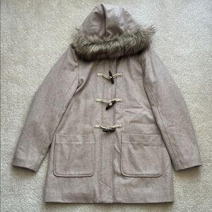 Abercrombie & Fitch Hooded Coat with Faux Fur Trim